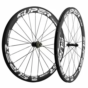 SUPERTEAM 700C Clincher Carbon Wheels 50mm Road Bike/Bicycle Wheelset R13 Matte - Picture 1 of 9