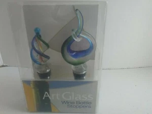 Art Glass Wine Bottle Stoppers Set of 2 Unique  - Picture 1 of 2