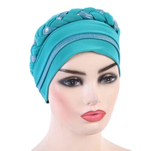 Sombrero turbante trenzas suaves geles automáticos africanos para mujeres gorro envoltura para la cabeza quimioterapia cáncer gorra - Imagen 1 de 31