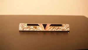 Art Deco Stabnadel mit Markasiten und Emaille, schwarz und kupfer - edel! - Bild 1 von 6