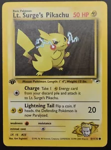 Lt. Surge’s Pikachu 1st Edition 81/132 Gym Heroes WOTC Pokemon 2000 - Picture 1 of 2