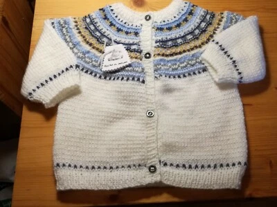 Chaqueta jersey bebé. Hecho a mano realizado en lana. Color beige. 12 -18 meses. - Imagen 1 de 2