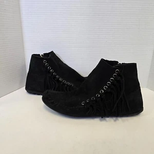 Minnetonka Booty Mokassin Damen Gr. 11 schwarz Fransen Slipper leicht Boho - Bild 1 von 10