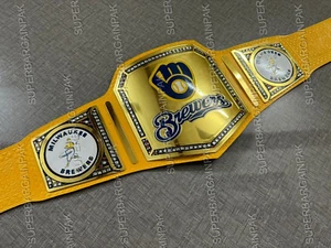 Milwaukee Brewers MLB Championship Wrestling Belt Adult Size 2mm brass - Picture 1 of 6