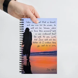 Christian John 8:10-11 Bible Jesus - Spiral Notebook Dot Journal by GatorDesign - Picture 1 of 7