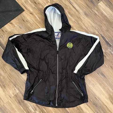 Womens Vintage 90s Logo Athletic Colorado State CSU Rams Windbreaker Jacket sz L Cover