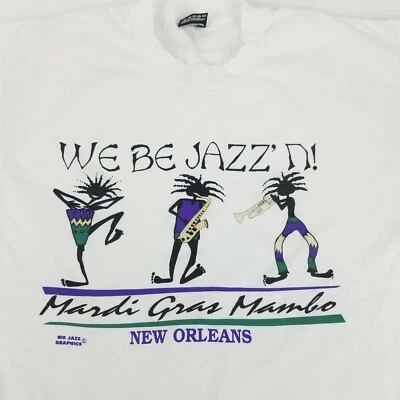 Vintage New Orleans Madri Gras We Be Jazz'n Single Stitch 50/50 T Shirt Large - Image 1 of 4