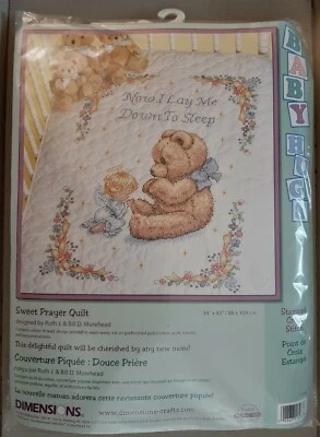 Dimensions Sweet Prayer Baby Quilt Stamped Cross-Stitch Blanket Kit Now I Lay Me - Image 1 of 3