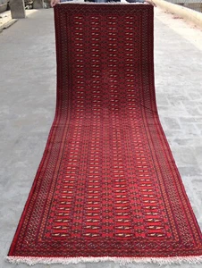 1960s Antique Caucasian Tribal Runner Rug 3x9 Red Geometric Persian Hallway Rug - Picture 1 of 11