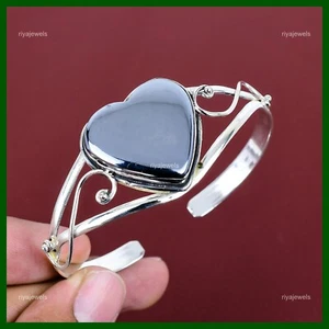 Root Chakra Shungite Gemstone 925 Sterling Silver Daughter New Bangle Bracelet - Picture 1 of 6