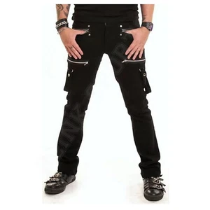 Pantalones góticos steampunk para hombre - Pantalones estilo bondage punk emo con cadenas - Imagen 1 de 4