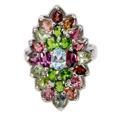 Anillo de plata de ley 925 redondo aguamarina 6x4 mm turmalina piedras preciosas joyería 7,5 Foto 1 de 4