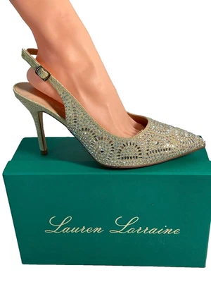 Lauren Lorraine Rachel Slingback Mujer Talla 11M Desnudo Champagne Estrás Foto 1 de 4