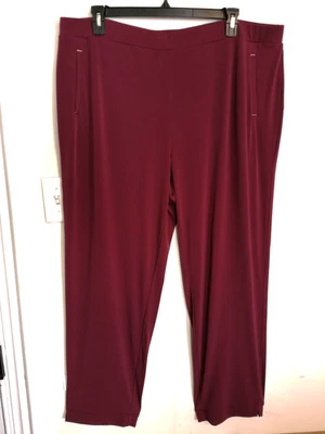 Pantalones para mujer Susan Graver 2X Plus granate tejido líquido elástico bolsillos Foto 1 de 4