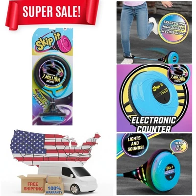 Juguete retro para exteriores Skip It, bola de iluminación y contador digital, azul, espuma suave Foto 1 de 4