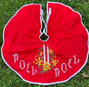 Falda Árbol de Navidad Vintage Punto de Cruz NOEL Velas ¡Pancua Mediados de Siglo! - Imagen 1 de 3