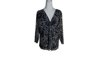 "Rafaella transparente geblümte Chiffon Bluse V-Ausschnitt Twist Front Detail Gr. XL feminin - Bild 1 von 8