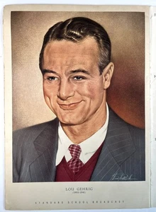 LOU GEHRIG 1951 RETRATO A COLOR 14X10 TRANSMISIÓN ESCOLAR ESTÁNDAR GERSHWIN TWAIN + - Imagen 1 de 4