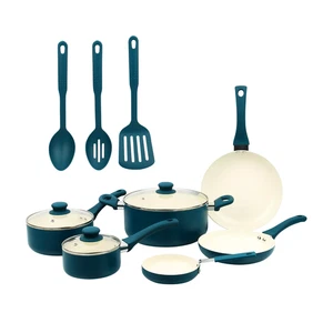 Mainstays 12-teiliges Keramik Antihaft Aluminium Kochgeschirr Set - Blau - Bild 1 von 8