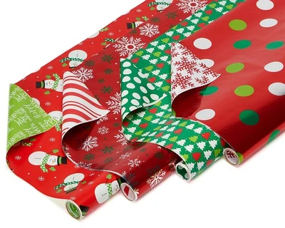 Reversible Christmas Wrapping Paper Rolls, Red and Green Holiday Gift Wrap 10... - Image 1 of 4