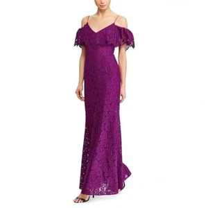 Vestido de noche Lauren Ralph Lauren violeta púrpura encaje talla 12 - Imagen 1 de 10