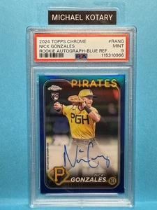 NICK GONZALES 2024 TOPPS CHROME UPDATE BLUE REFRACTOR AUTO PSA 9 147/150 Pirates - Picture 1 of 2