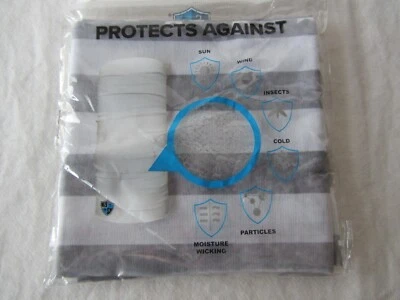 Polaina de cuello SA CO, máscara facial, diadema de tela bandana - punta gris y blanca - NUEVO Foto 1 de 4