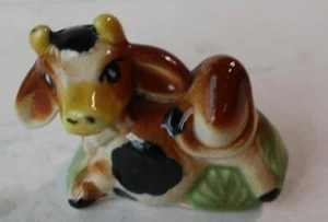 Kuh Stier Figur Keramik handbemalt Salz oder Pfeffer nur 1 ohne Stopfen Vintage - Bild 1 von 1
