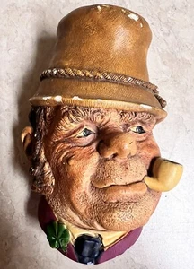 Vintage Wandbild Bossons Chalkware Congleton England Paddy Irish Man mit Pfeife Kleeblatt - Bild 1 von 10