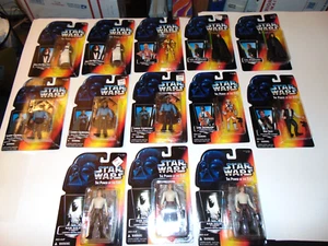 STAR WARS LOT OF 13 FIGURES  POTF RED CARD 1995/96 MOC C-3PO HAN LUKE BEN LANDO - Picture 1 of 10