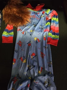 Geist Halloween Kostüm Erwachsene Herren S-M Good Guys Chucky spielt mit Messer & Perücke - Bild 1 von 8