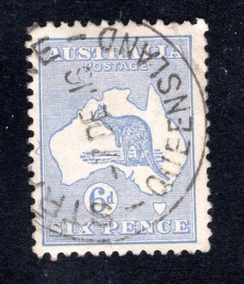 Australia 1915 6p ultramarino canguro, Scott 48 usado, valor = $8,75 Foto 1 de 2