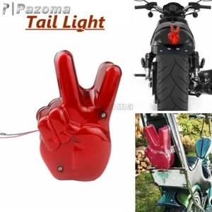 Lámpara de funcionamiento con luz trasera para dedo signo de paz para motocicleta Harley Bobber Chopper - Imagen 1 de 12