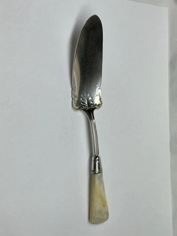 Vintage Sterling Silver Cake Serving Spoon Mother of Pearl Handle Cover