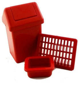 Miniature Dollhouse Accessories Melody Jane 3 piece Red Kitchen Set 1/12th scale - Picture 1 of 2