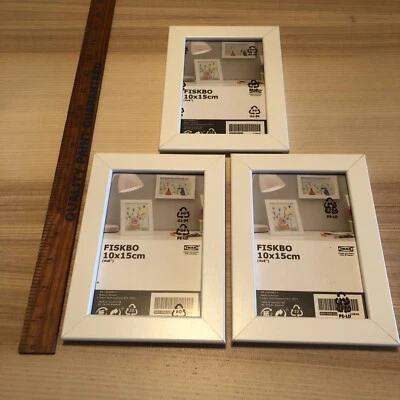 NUEVOS Marcos IKEA FISKBO-Blanco 4x6-Juego de 3-NUEVOS Caja Abierta Foto 1 de 4