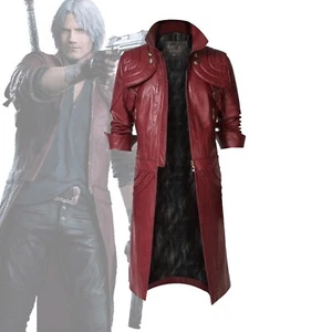 Men Devil Cosplay Costume Halloween Leather Trench Coat DMC Devil Gaming Costume - Picture 1 of 5