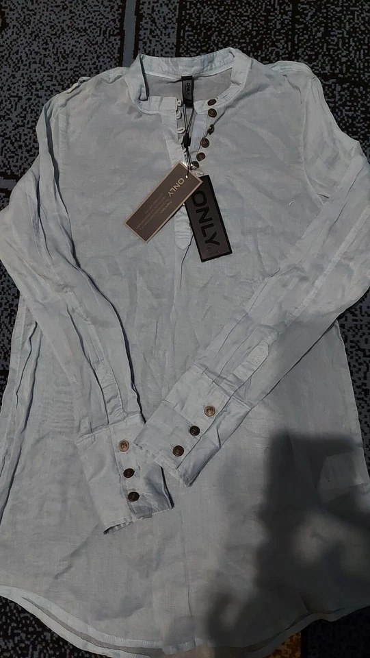 camicia donna misura m marca Only in cotone colore celeste trasparente misura m - Immagine 1 di 1