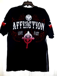Affliction Live Fast Black & Red Cotton SS T-Shirt SZ Large - Picture 1 of 2