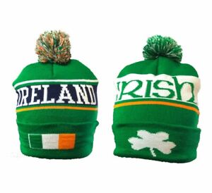 Irish Bobble Winter Hat / Ireland  Knitted Beanie Bobble Hat Men's Women's 