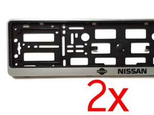 2x SILVER NISSAN European Euro License Number Plate Holder Frame German Car - Picture 1 of 4