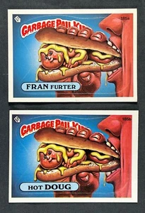 1986 Topps Garbage Pail Kids Series 5 FRAN FURTER 185a & HOT DOUG 185b GPK - Picture 1 of 2