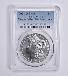 MS70 2021-O Privy Morgan Dollar 100th Anniversary PCGS Blue Label - Picture 1 of 5