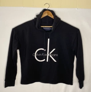 Calvin Klein Jeans Logo Hoodie/Sweatshirt Black XL  Graphic White Logo - Picture 1 of 9