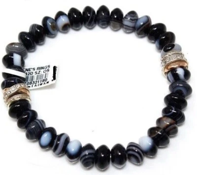 NUEVO CON ETIQUETAS Brighton Anillos de Neptuno BANDA NEGRA ÁGATA Pulsera Elástica Precio de venta sugerido por el fabricante 78 USD Foto 1 de 3