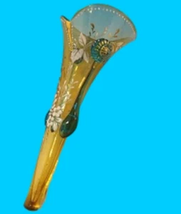 Art Glass Tussie Mussie Posey Posy Holder Vase Insert Painted Flower (#J1264) - Picture 1 of 4