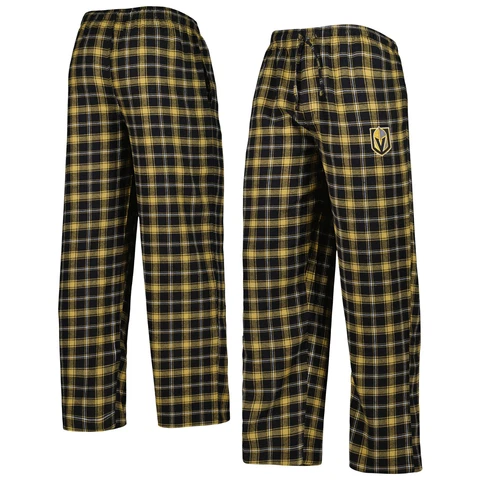 Men's Concepts Sport Black/Gold Vegas Golden Knights Ledger Flannel Sleep Pants Cover