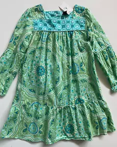 Baby Gap Girl's Dress Long Sleeve Green Blue A-Lined Square Neck Size 5 NWT - Picture 1 of 2