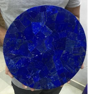 24" Lapislazuli Runde Tischplatte Marmor Überzug Arbeit Wohnzimmer Möbel Dekor - Bild 1 von 8