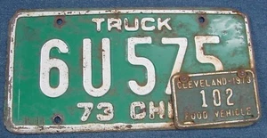 UNGEWÖHNLICHES 1973 OHIO LKW CLEVELAND ESSEN FAHRZEUG NUMMERNSCHILD ANHÄNGER - Bild 1 von 6